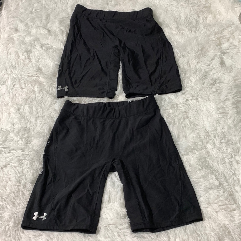 Bundle of 2 Under Armour Heat Gear Bike Shorts, Size M, Black